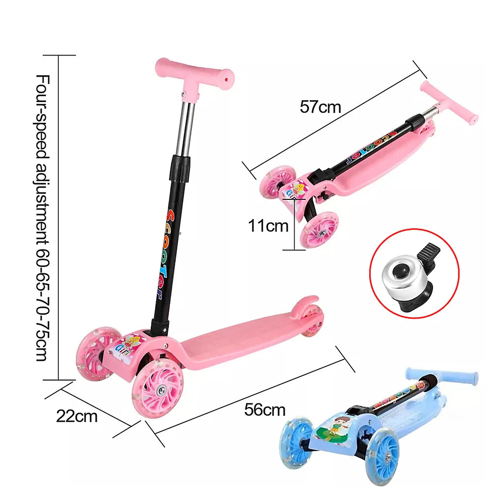 Folding Kids Scooter Tricycle Ride Toys with Flashing Light Wheels