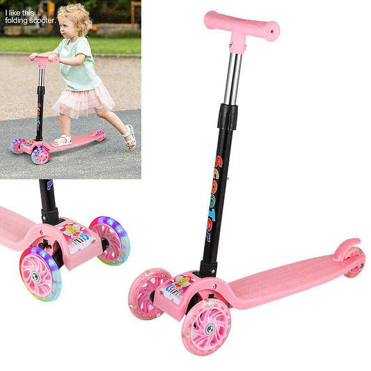 Folding Kids Scooter Tricycle Ride Toys with Flashing Light Wheels